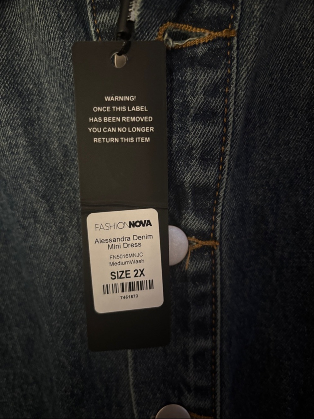Fashion Nova Washed Blue Denim Button-Up Mini Dress “Alessandra” - Picture 2 of 5